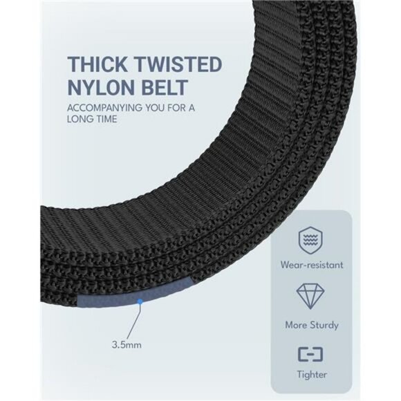 Men Nylon Ratchet Belt Adjustable Tactical Web Belt for Jeans Golf Work Pants - Picture 4 of 7